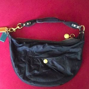 Coach Vintage Black Nylon and Leather Shoulder Bag